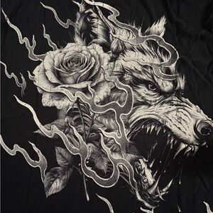 Darc Sport/Civil Regime collaboration red tag Black Graphic Tee with Wolf & Rose